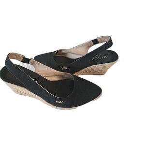 Viscata Barcelona Women's  Slip On Lloret Black Canvas Wedge,  Size 39